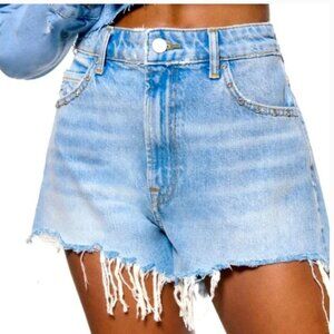 Zara Cut Off Rhinestone Denim Short High Rise. Size 6